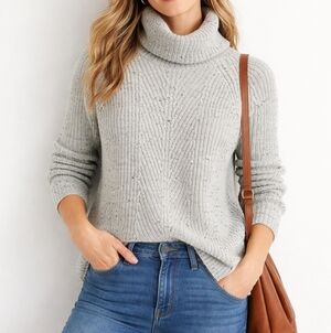 Madewell Mercer Turtleneck Relaxed Sweater Gray Women's XS Wool Blend Knit Cozy